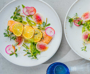 omega rich roasted steelhead with citrus and herb compound butter